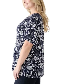 Plus Flutter Sleeve Button Front Top