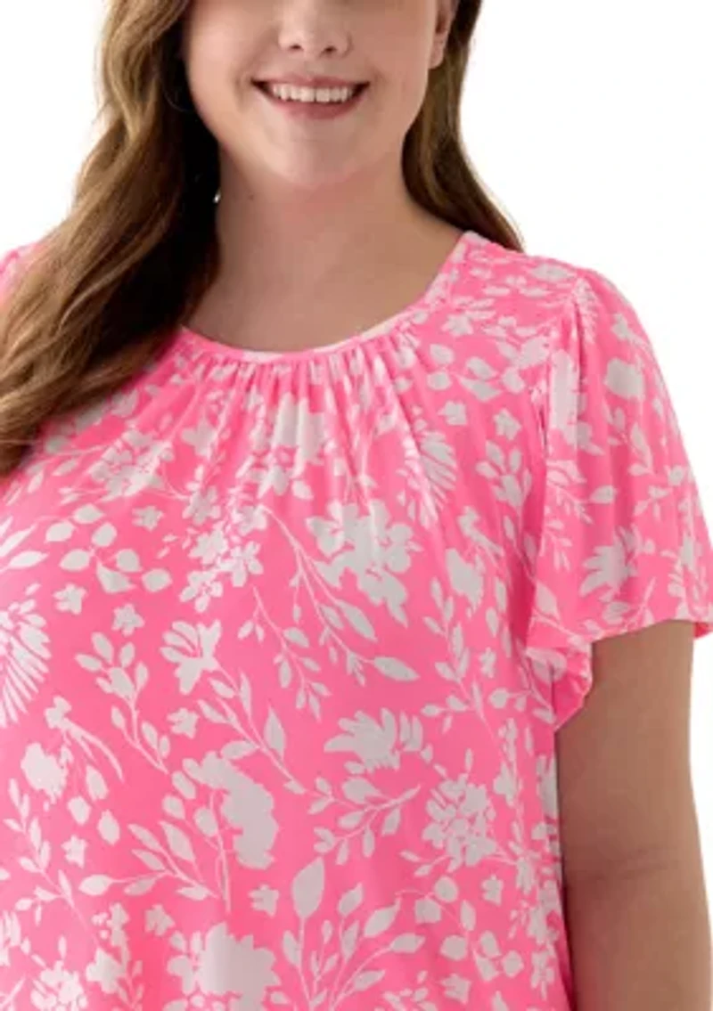 Plus Short Sleeve Smock Yoke T-Shirt