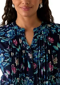 Plus Short Sleeve Mesh Henley Top