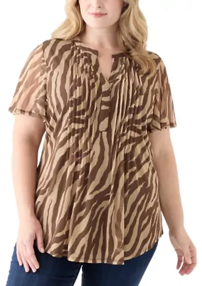 Plus Printed Mesh Top