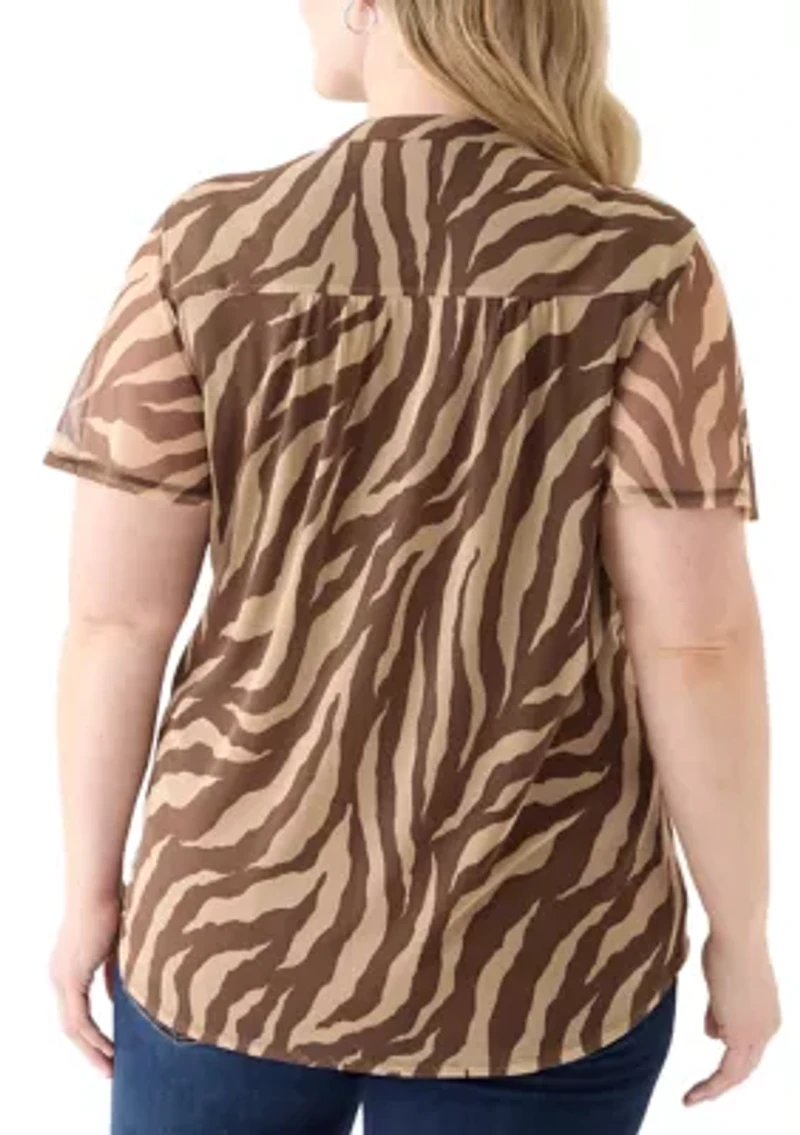 Plus Printed Mesh Top