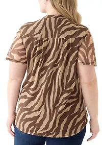 Plus Printed Mesh Top