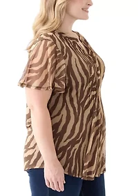Plus Printed Mesh Top