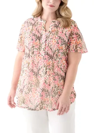 Plus Printed Mesh Top