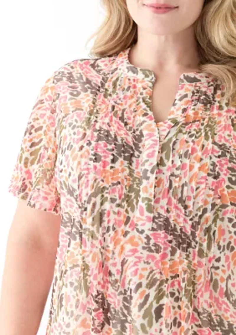 Plus Printed Mesh Top