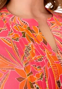 Plus Mesh Printed Blouse