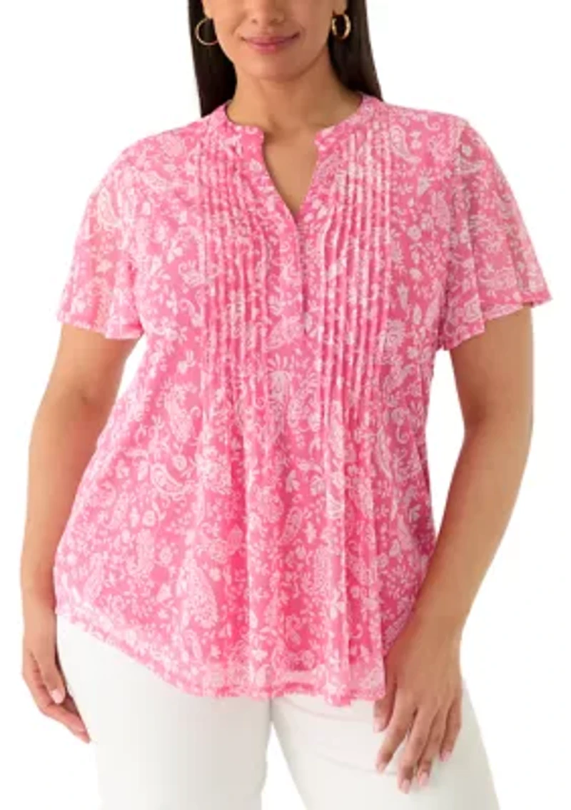 Plus Mesh Henley Shirt