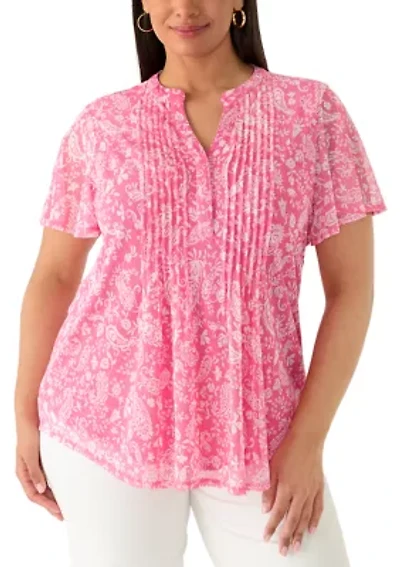 Plus Mesh Henley Shirt