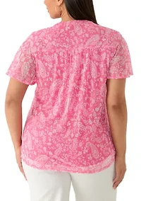Plus Mesh Henley Shirt
