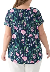 Plus Printed Knit Top