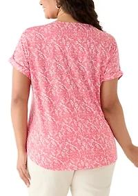 Plus Lattice Neck T-Shirt