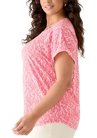 Plus Lattice Neck T-Shirt