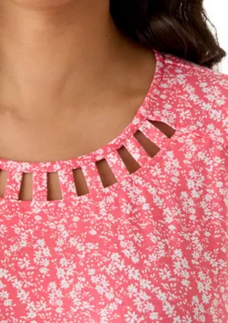 Plus Lattice Neck T-Shirt