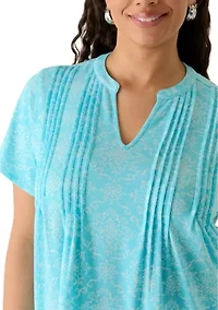 Plus Pintuck Short Sleeve Tunic Top