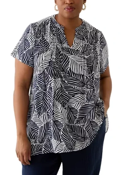 Plus Printed Pintuck Detail Tunic