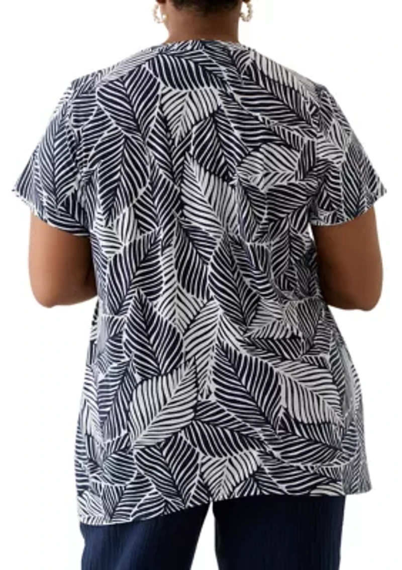 Plus Printed Pintuck Detail Tunic
