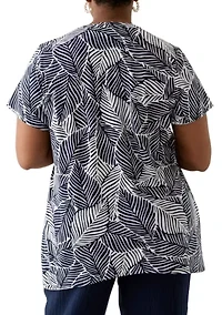 Plus Printed Pintuck Detail Tunic