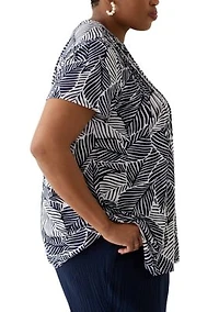 Plus Printed Pintuck Detail Tunic