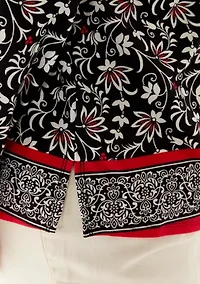 Plus Long Sleeve Trim Border Tunic