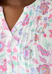 Plus Short Sleeve Honeycomb Knit Henley Top