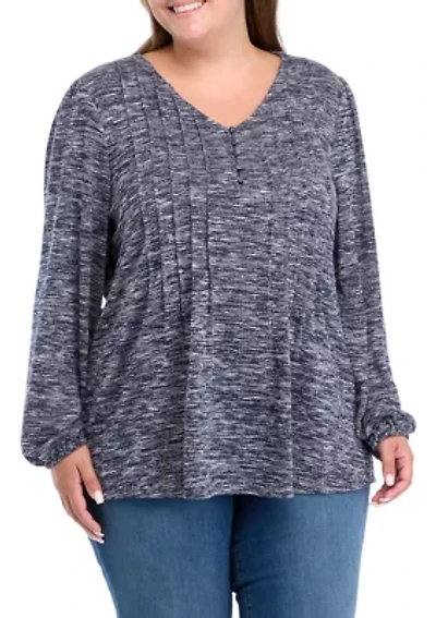 Plus Long Sleeve Henley Heather Top