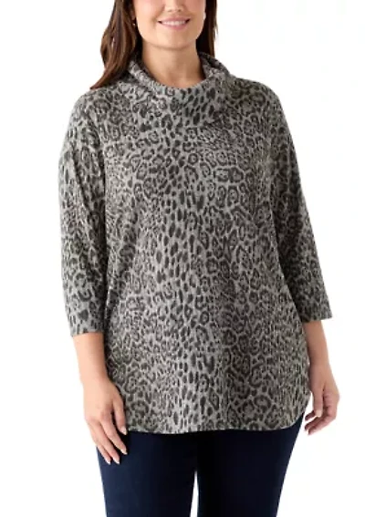 Plus Cowl Neck Hacci Top