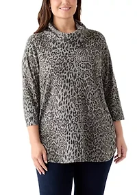 Plus Cowl Neck Hacci Top