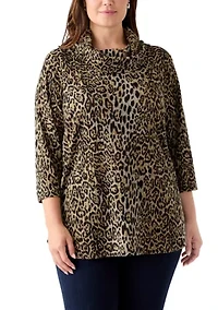 Plus Cowl Neck Hacci Top