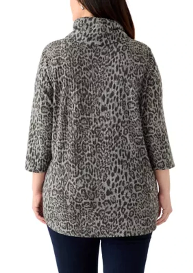 Plus Cowl Neck Hacci Top