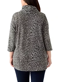 Plus Cowl Neck Hacci Top