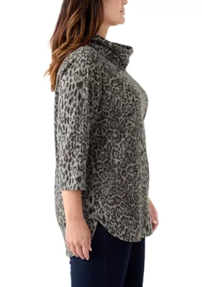 Plus Cowl Neck Hacci Top