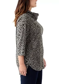 Plus Cowl Neck Hacci Top