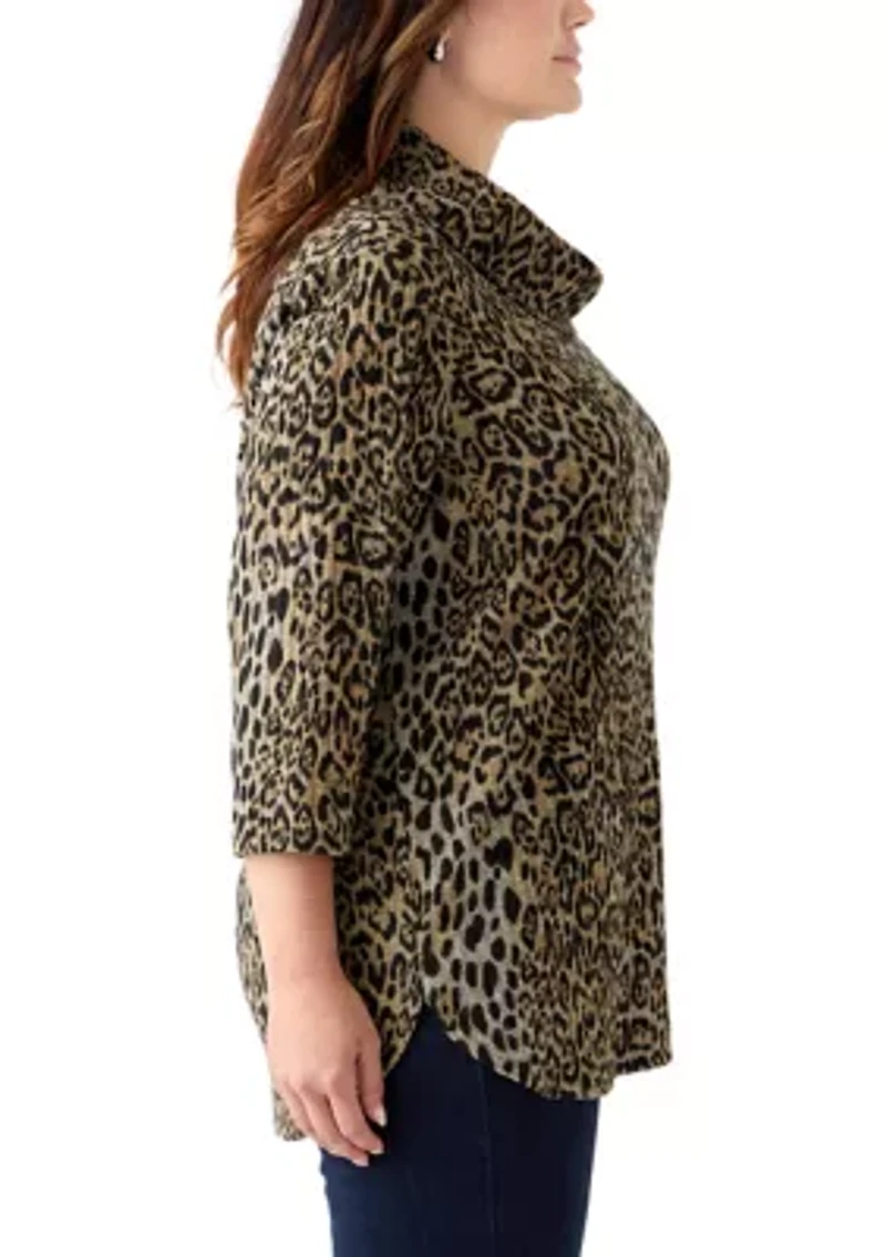 Plus Cowl Neck Hacci Top