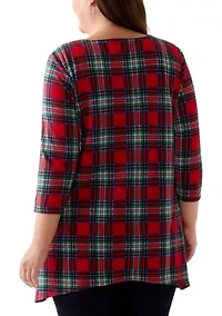 Plus 3/4 Sleeve Sharkbite Hacci Henley Shirt