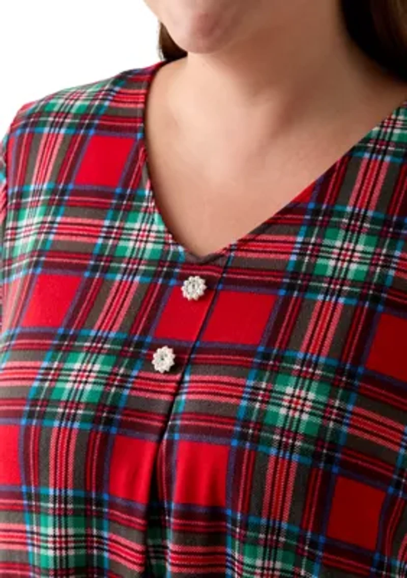 Plus 3/4 Sleeve Sharkbite Hacci Henley Shirt