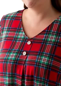 Plus 3/4 Sleeve Sharkbite Hacci Henley Shirt