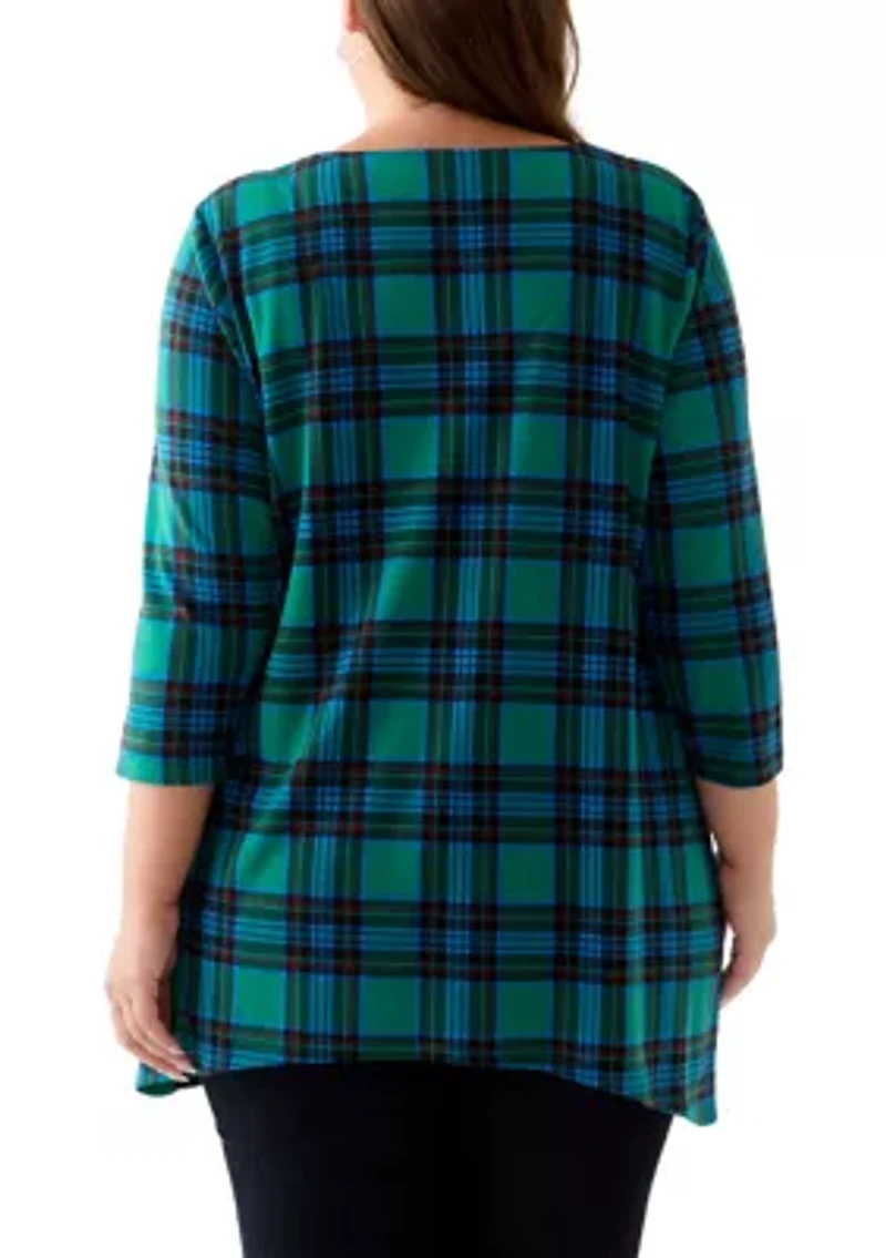 Plus 3/4 Sleeve Hacci Sharkbite Henley Top