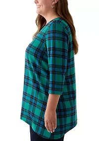 Plus 3/4 Sleeve Hacci Sharkbite Henley Top