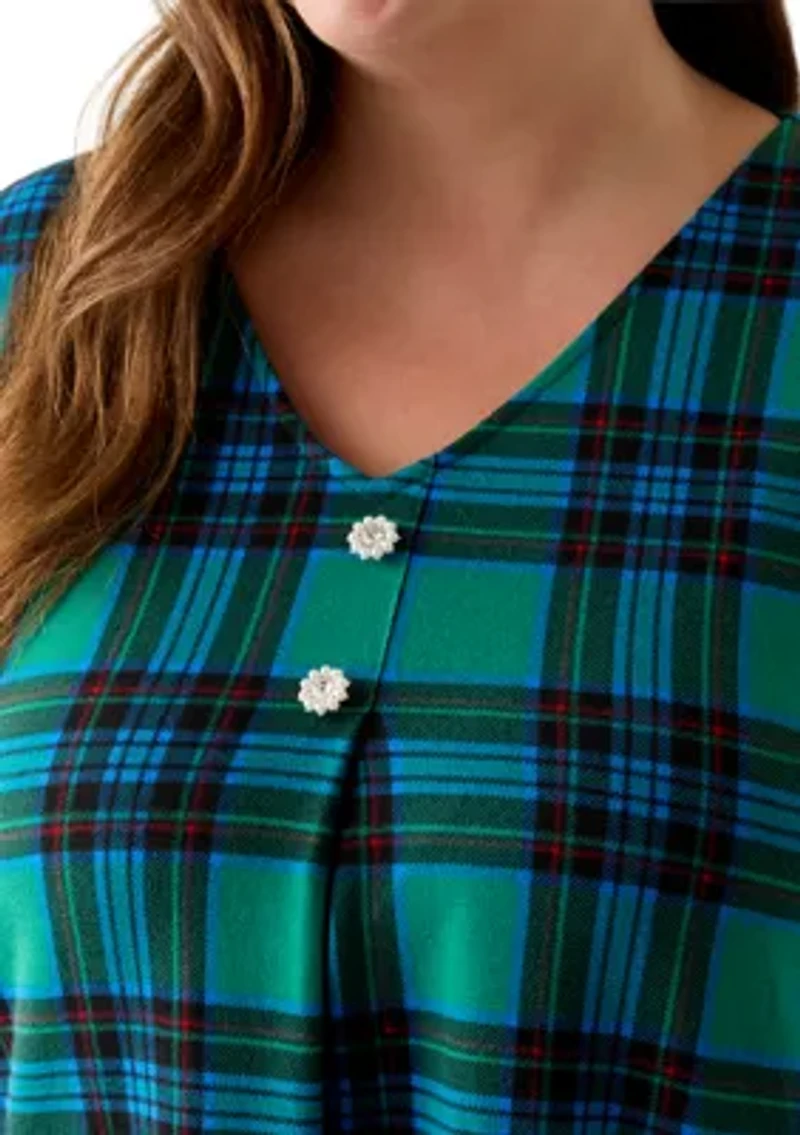 Plus 3/4 Sleeve Hacci Sharkbite Henley Top