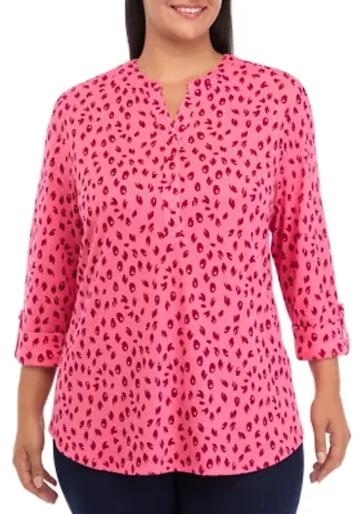 Plus Printed Henley Shirt