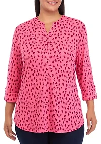 Plus Printed Henley Shirt