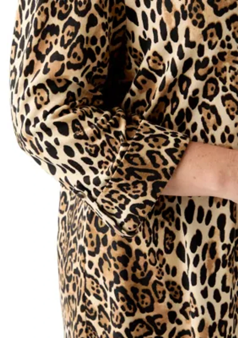 Plus 3/4 Sleeve Printed Hacci Henley Shirt
