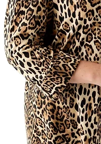 Plus 3/4 Sleeve Printed Hacci Henley Shirt