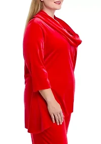 Plus Velvet Shark Bite Hem Shirt