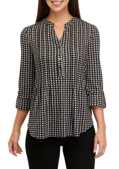 Petite 3/4 Sleeve Henley Hacci Top