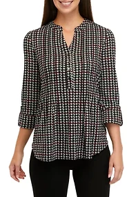 Petite 3/4 Sleeve Henley Hacci Top