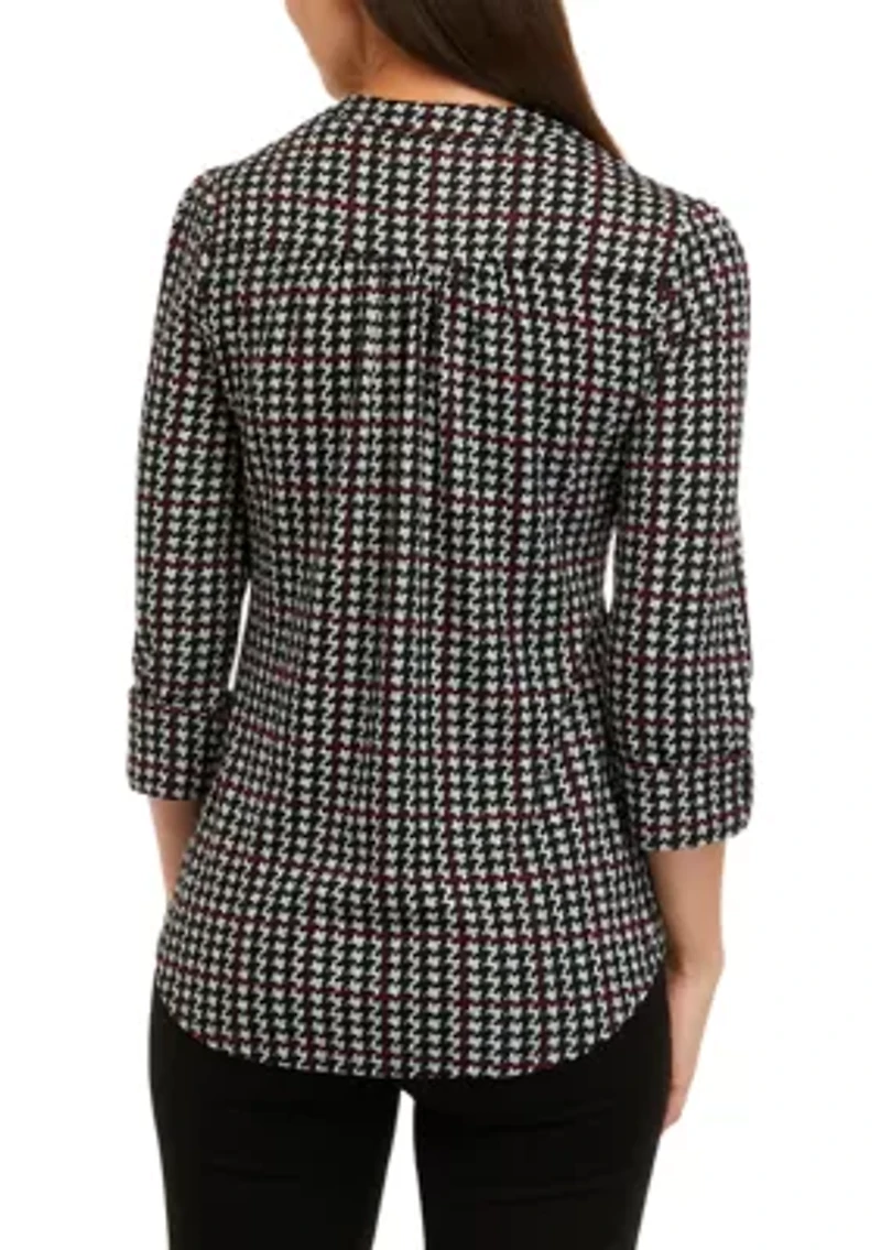 Petite 3/4 Sleeve Henley Hacci Top