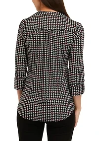 Petite 3/4 Sleeve Henley Hacci Top