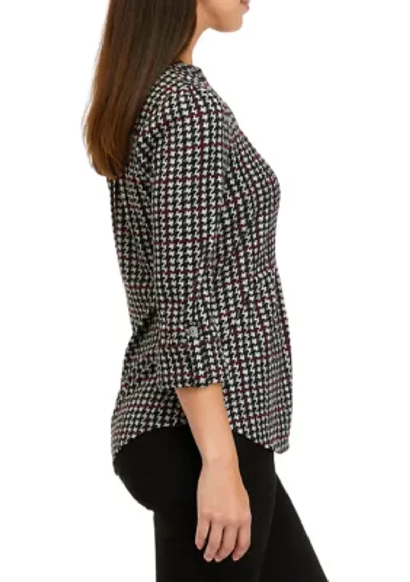 Petite 3/4 Sleeve Henley Hacci Top