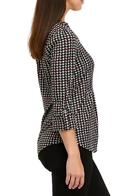 Petite 3/4 Sleeve Henley Hacci Top